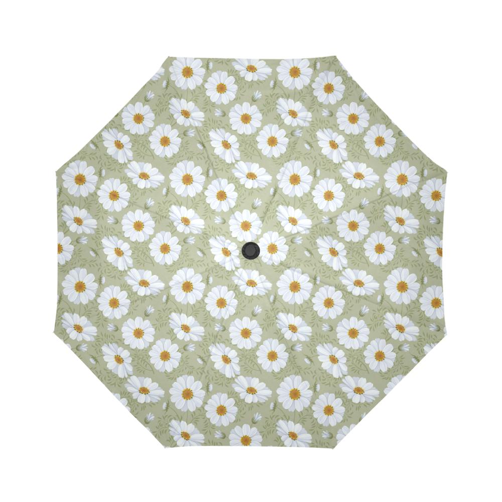 Daisy Yellow Print Pattern Automatic Foldable Umbrella
