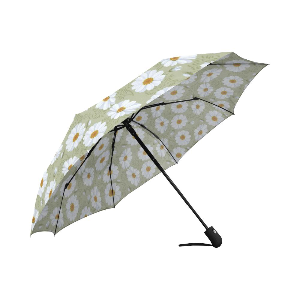 Daisy Yellow Print Pattern Automatic Foldable Umbrella