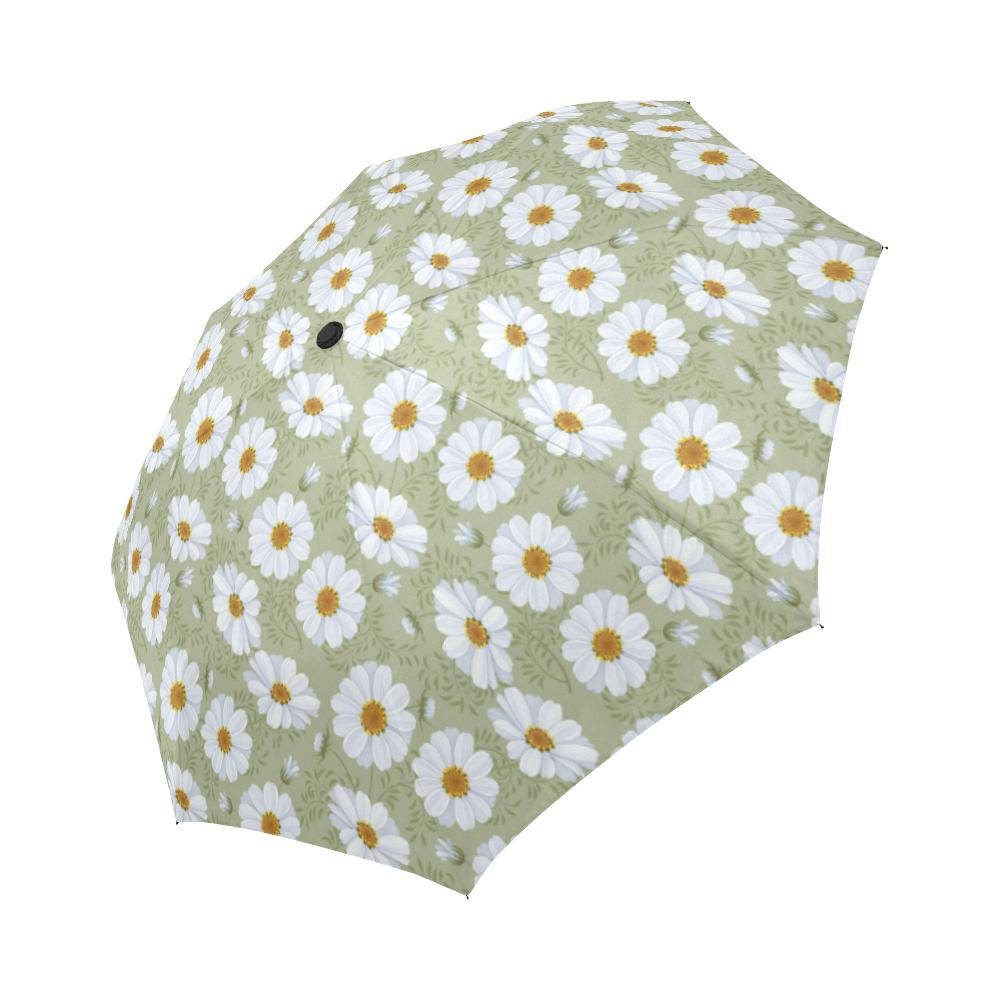 Daisy Yellow Print Pattern Automatic Foldable Umbrella