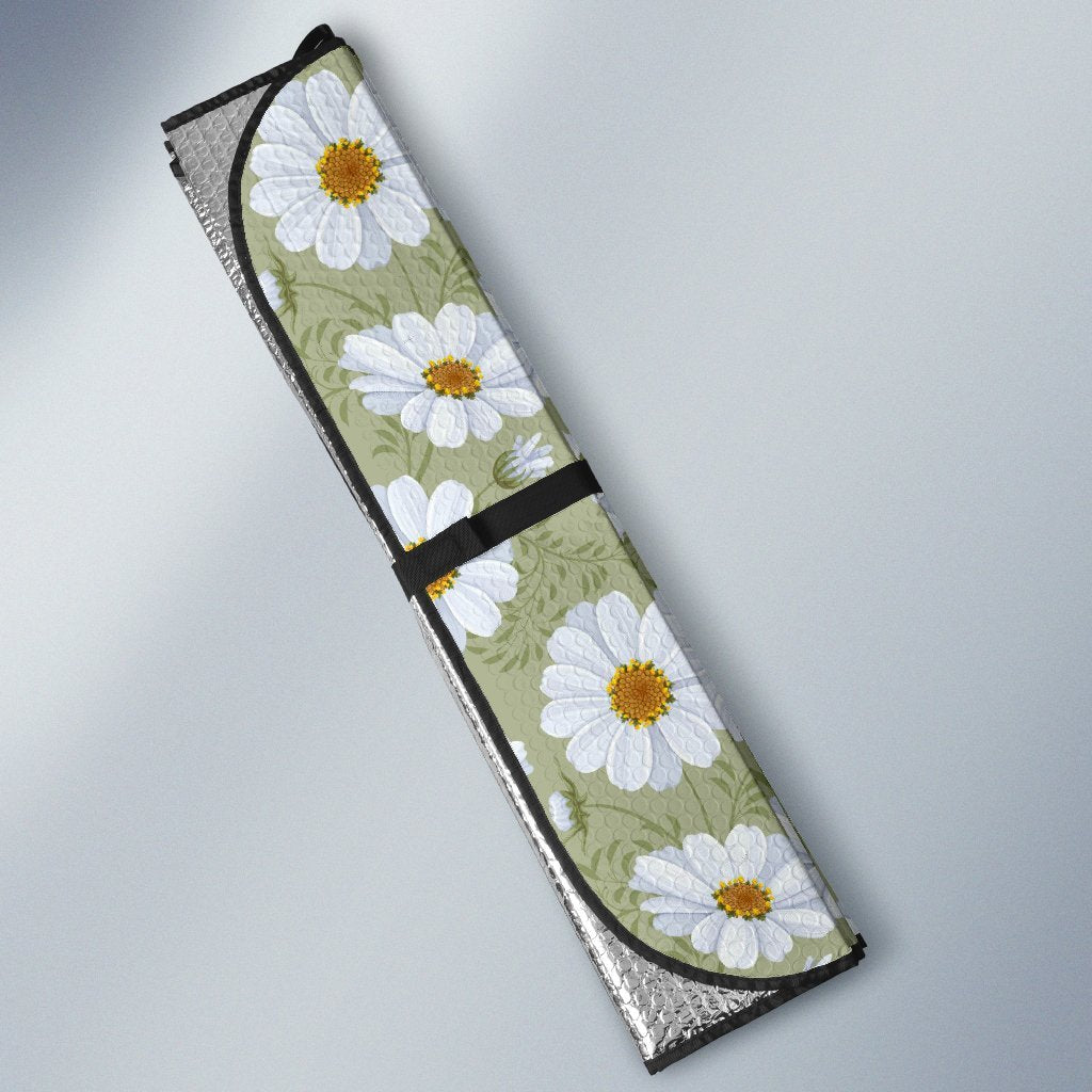Daisy Yellow Print Pattern Car Sun Shade For Windshield