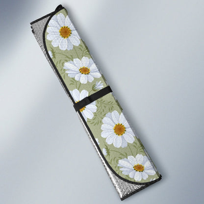 Daisy Yellow Print Pattern Car Sun Shade For Windshield
