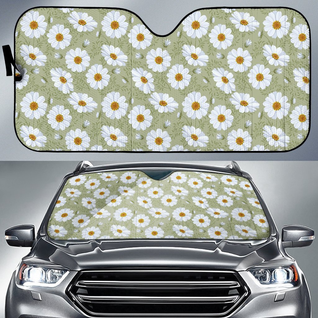 Daisy Yellow Print Pattern Car Sun Shade For Windshield