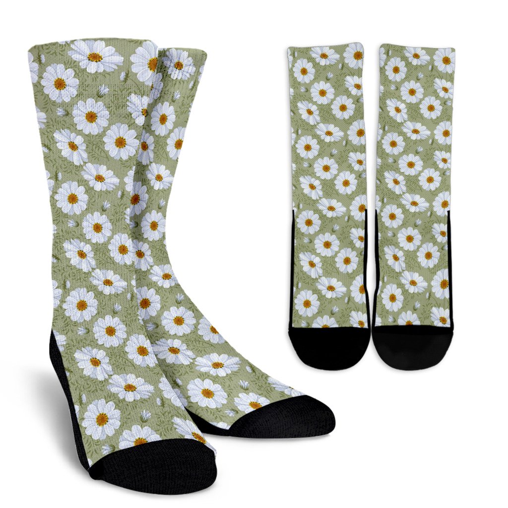 Daisy Yellow Print Pattern Crew Socks