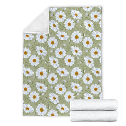 Daisy Yellow Print Pattern Fleece Blanket