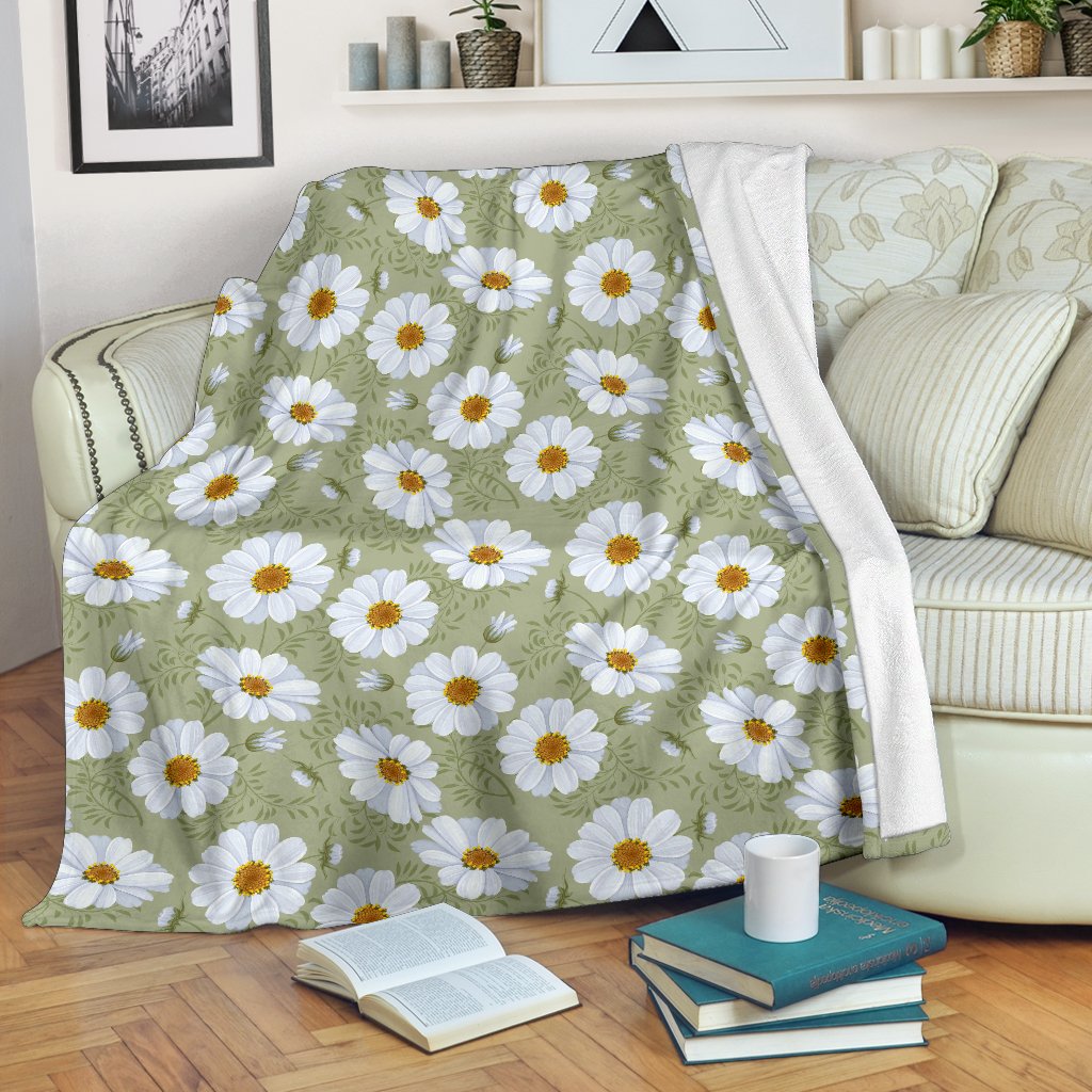 Daisy Yellow Print Pattern Fleece Blanket
