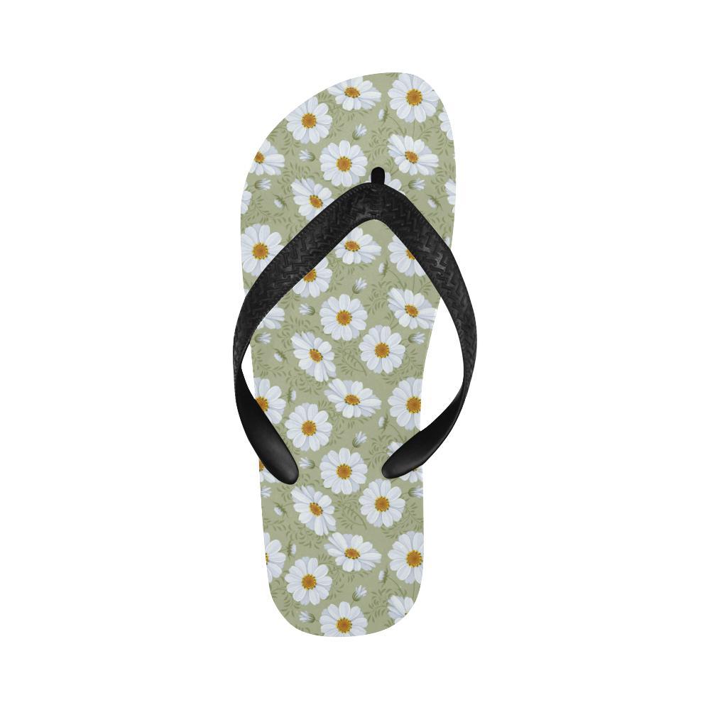 Daisy Yellow Print Pattern Flip Flops-JTAMIGO.COM