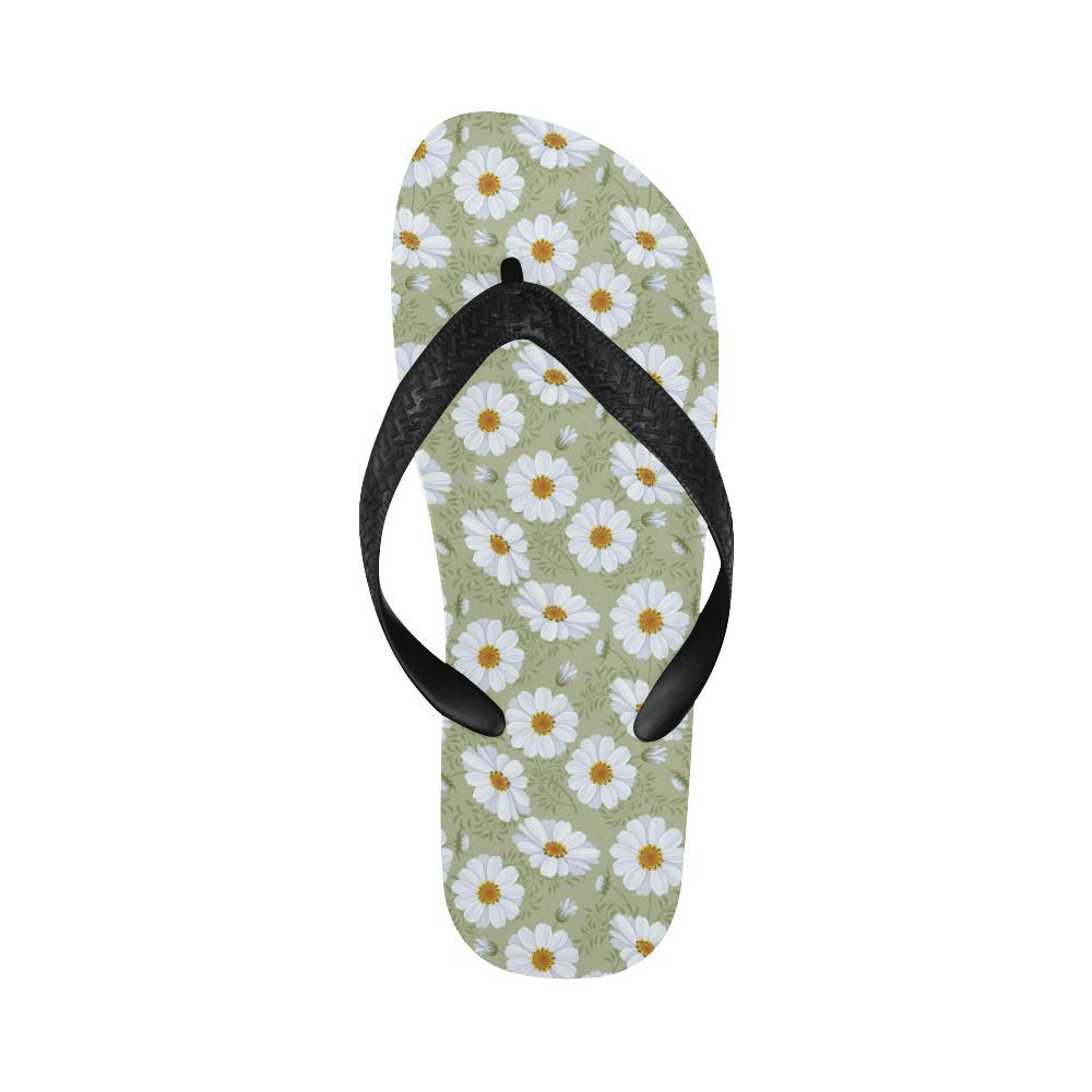 Daisy Yellow Print Pattern Flip Flops-JTAMIGO.COM