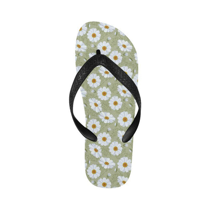 Daisy Yellow Print Pattern Flip Flops-JTAMIGO.COM
