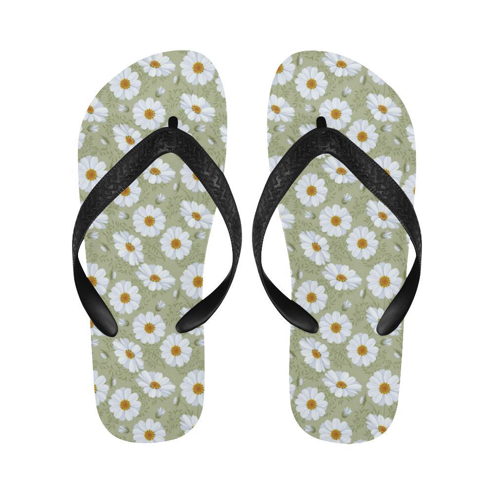 Daisy Yellow Print Pattern Flip Flops-JTAMIGO.COM