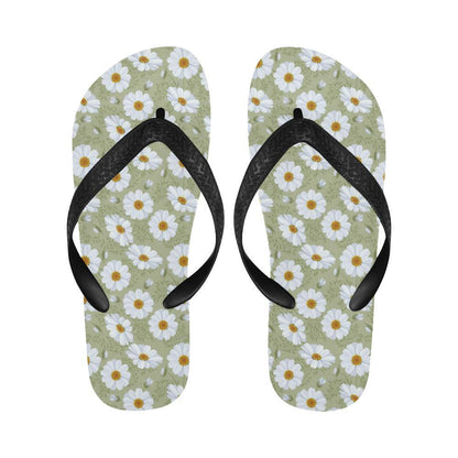Daisy Yellow Print Pattern Flip Flops-JTAMIGO.COM