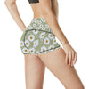 Daisy Yellow Print Pattern High Waisted Spandex Shorts-JTAMIGO.COM