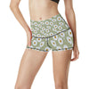 Daisy Yellow Print Pattern High Waisted Spandex Shorts-JTAMIGO.COM