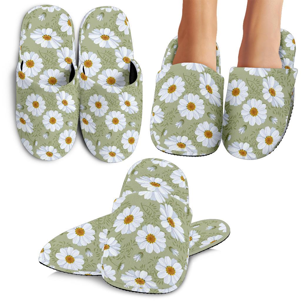Daisy Yellow Print Pattern House Slippers