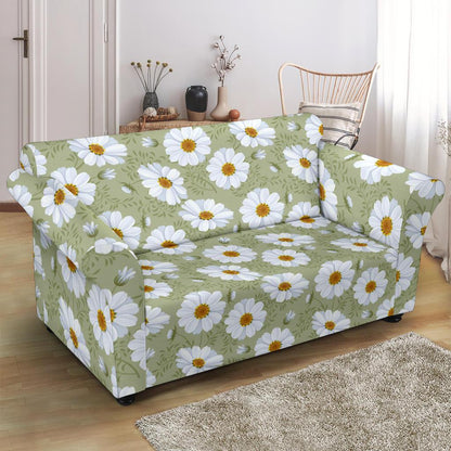 Daisy Yellow Print Pattern Loveseat Slipcover-JTAMIGO.COM
