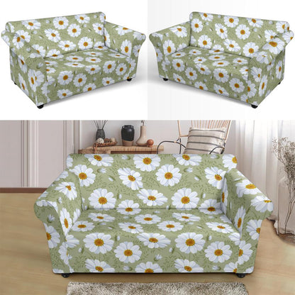 Daisy Yellow Print Pattern Loveseat Slipcover-JTAMIGO.COM