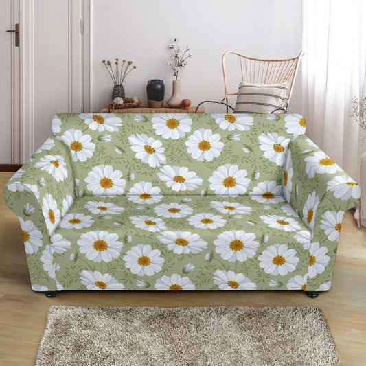 Daisy Yellow Print Pattern Loveseat Slipcover-JTAMIGO.COM