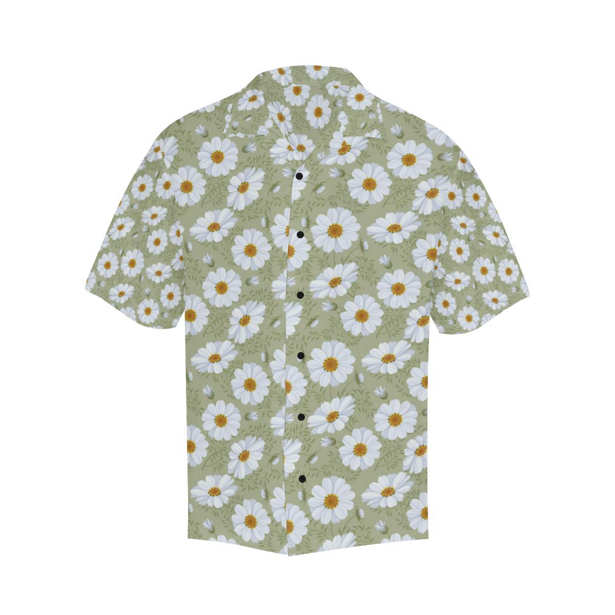 Daisy Yellow Print Pattern Men Aloha Hawaiian Shirt