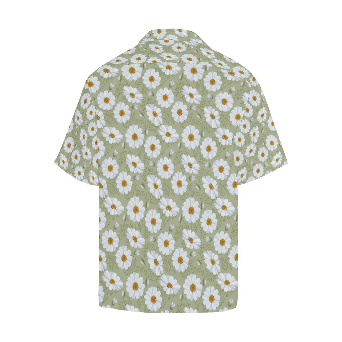 Daisy Yellow Print Pattern Men Aloha Hawaiian Shirt
