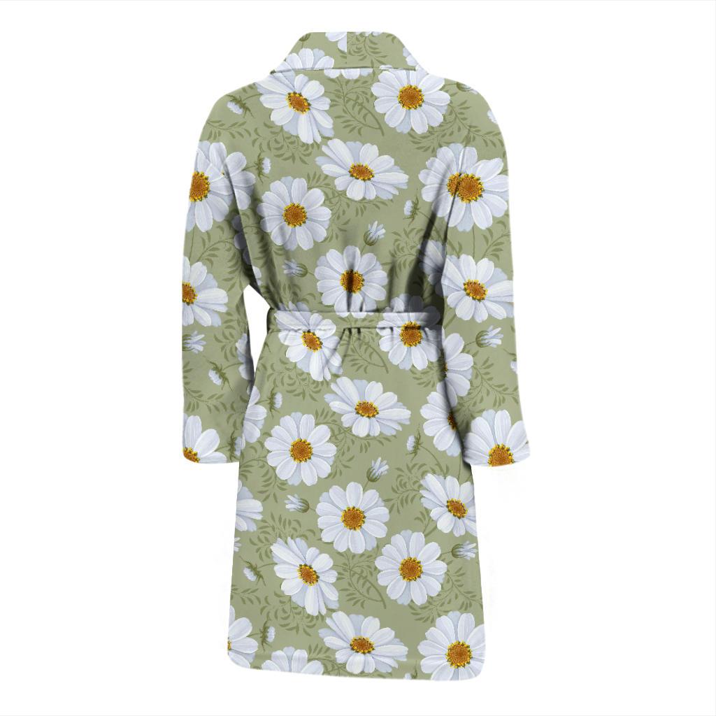 Daisy Yellow Print Pattern Men Bath Robe-JTAMIGO.COM