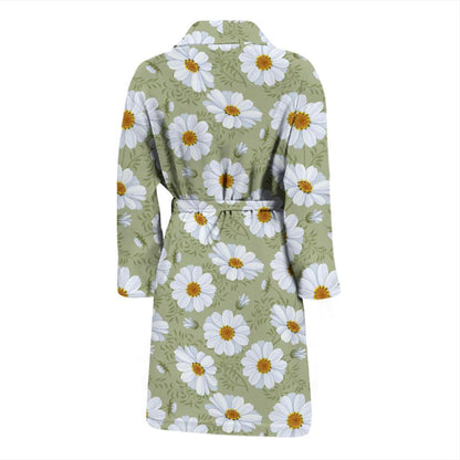 Daisy Yellow Print Pattern Men Bath Robe-JTAMIGO.COM