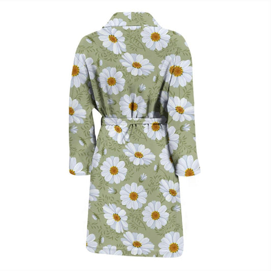 Daisy Yellow Print Pattern Men Bath Robe-JTAMIGO.COM