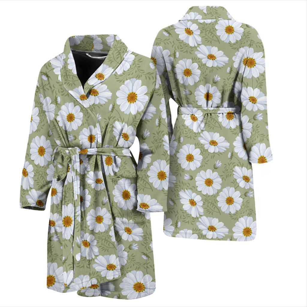 Daisy Yellow Print Pattern Men Bath Robe-JTAMIGO.COM