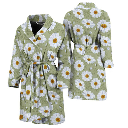 Daisy Yellow Print Pattern Men Bath Robe-JTAMIGO.COM
