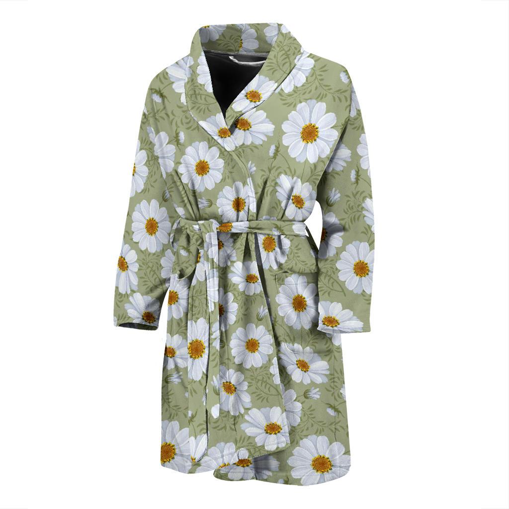 Daisy Yellow Print Pattern Men Bath Robe-JTAMIGO.COM