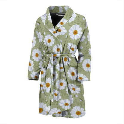Daisy Yellow Print Pattern Men Bath Robe-JTAMIGO.COM