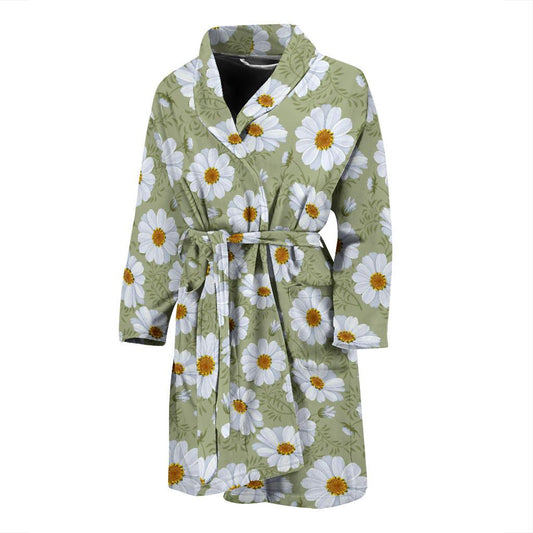 Daisy Yellow Print Pattern Men Bath Robe-JTAMIGO.COM