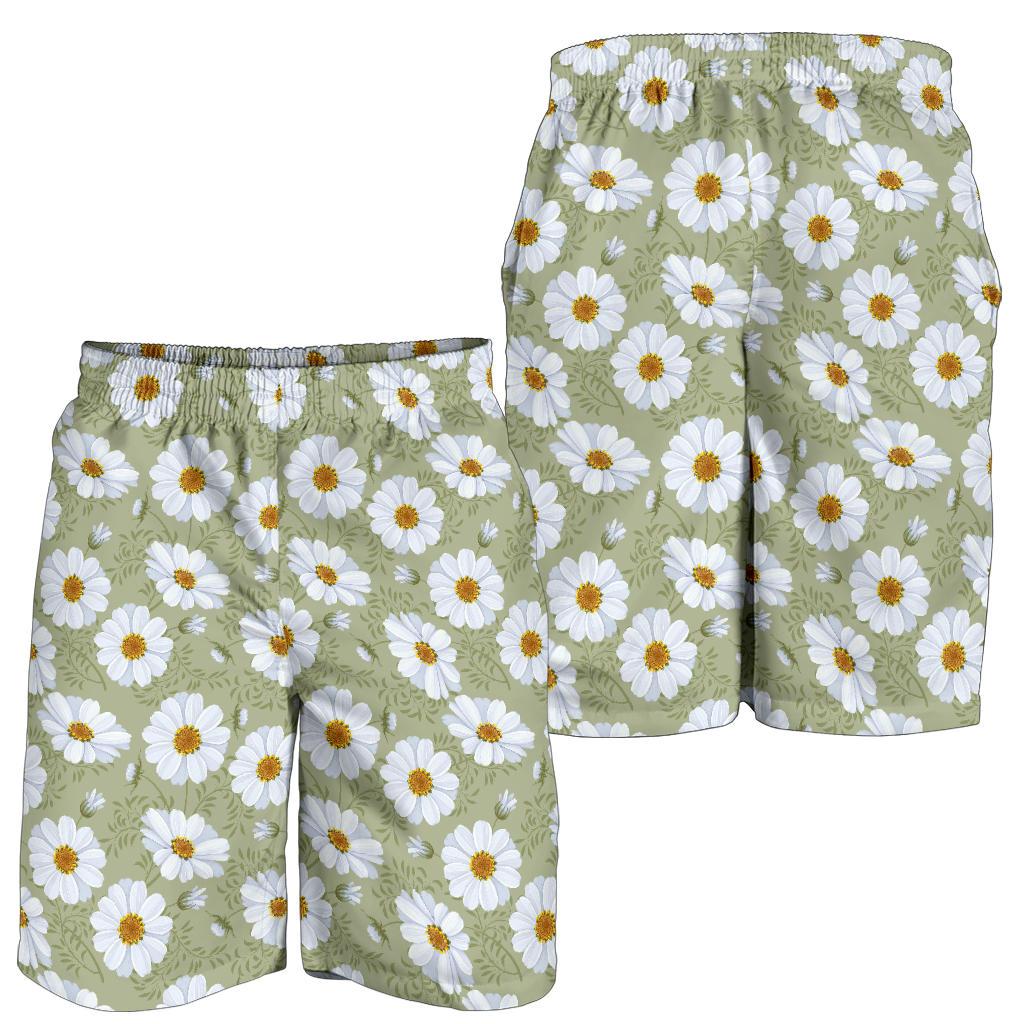 Daisy Yellow Print Pattern Mens Shorts-JTAMIGO.COM