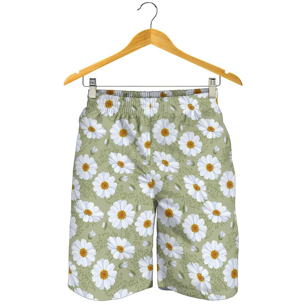 Daisy Yellow Print Pattern Mens Shorts-JTAMIGO.COM