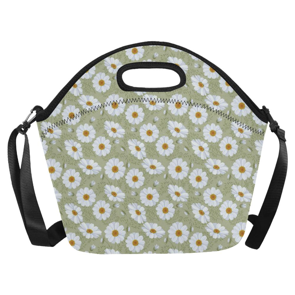 Daisy Yellow Print Pattern Neoprene Lunch Bag (Model 1669)(Large)-JTAMIGO.COM