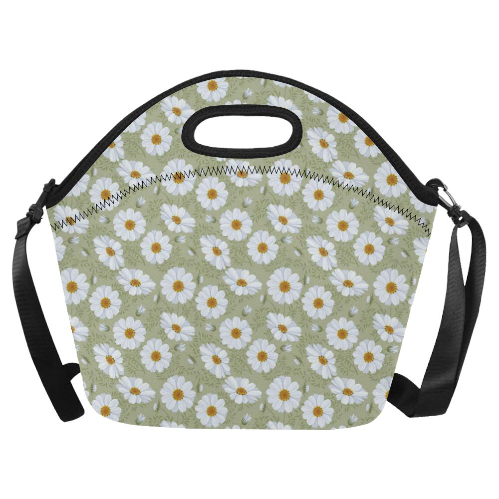 Daisy Yellow Print Pattern Neoprene Lunch Bag (Model 1669)(Large)-JTAMIGO.COM