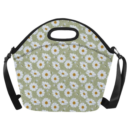 Daisy Yellow Print Pattern Neoprene Lunch Bag (Model 1669)(Large)-JTAMIGO.COM