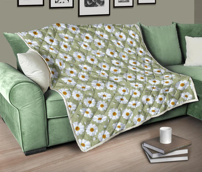 Daisy Yellow Print Pattern Premium Quilt-JTAMIGO.COM