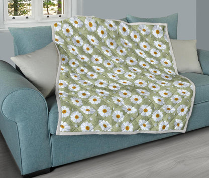 Daisy Yellow Print Pattern Premium Quilt-JTAMIGO.COM