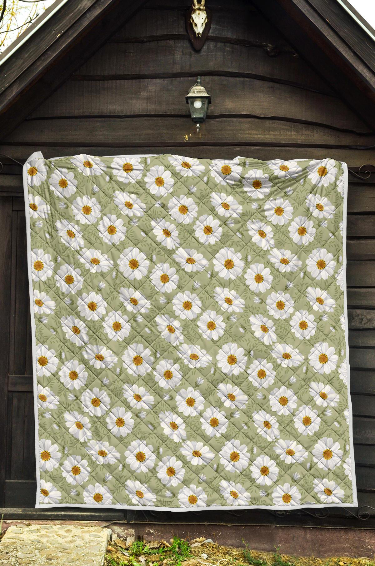 Daisy Yellow Print Pattern Premium Quilt-JTAMIGO.COM