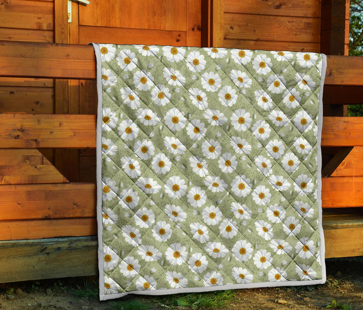 Daisy Yellow Print Pattern Premium Quilt-JTAMIGO.COM
