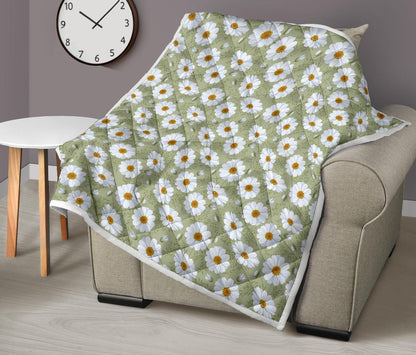 Daisy Yellow Print Pattern Premium Quilt-JTAMIGO.COM