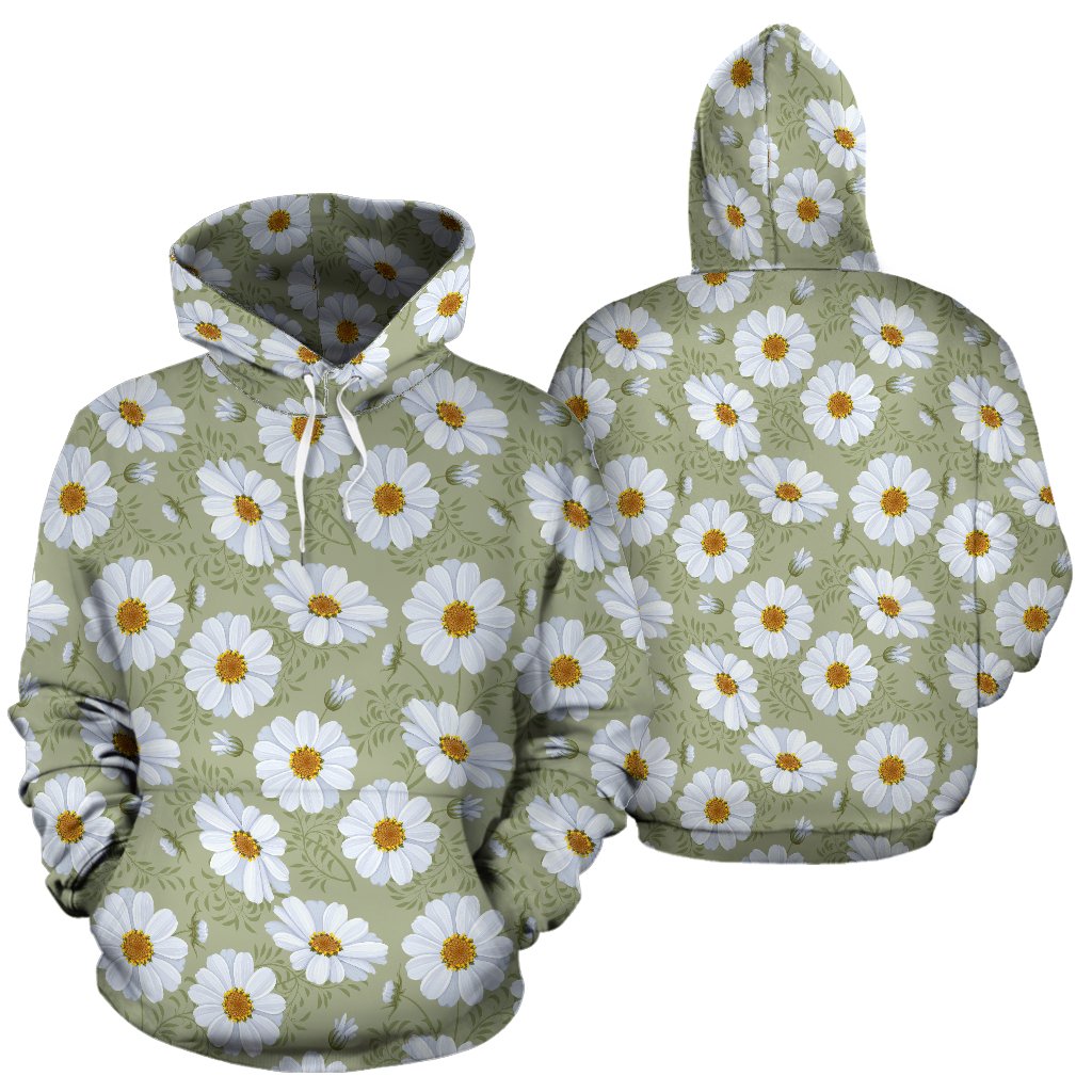 Daisy Yellow Print Pattern Pullover Hoodie
