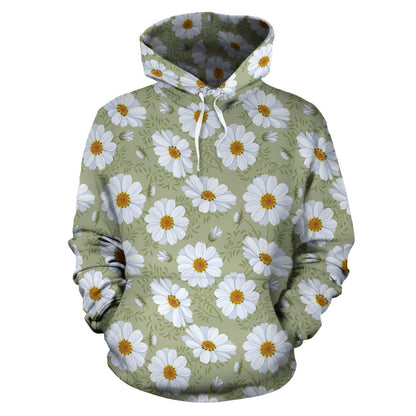Daisy Yellow Print Pattern Pullover Hoodie
