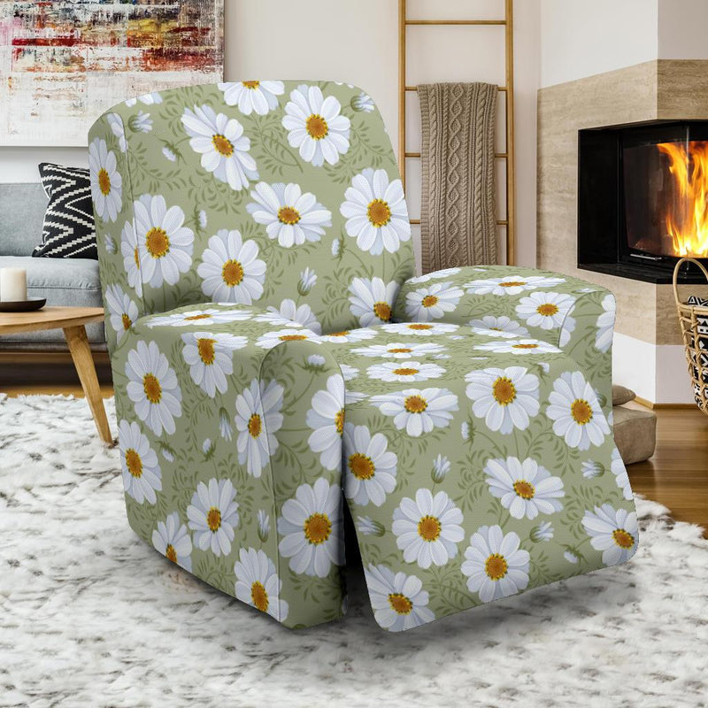 Daisy Yellow Print Pattern Recliner Slipcover-JTAMIGO.COM