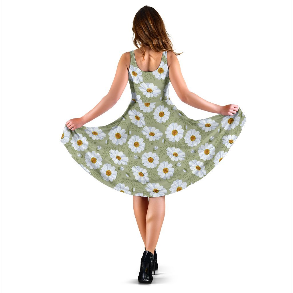 Daisy Yellow Print Pattern Sleeveless Dress