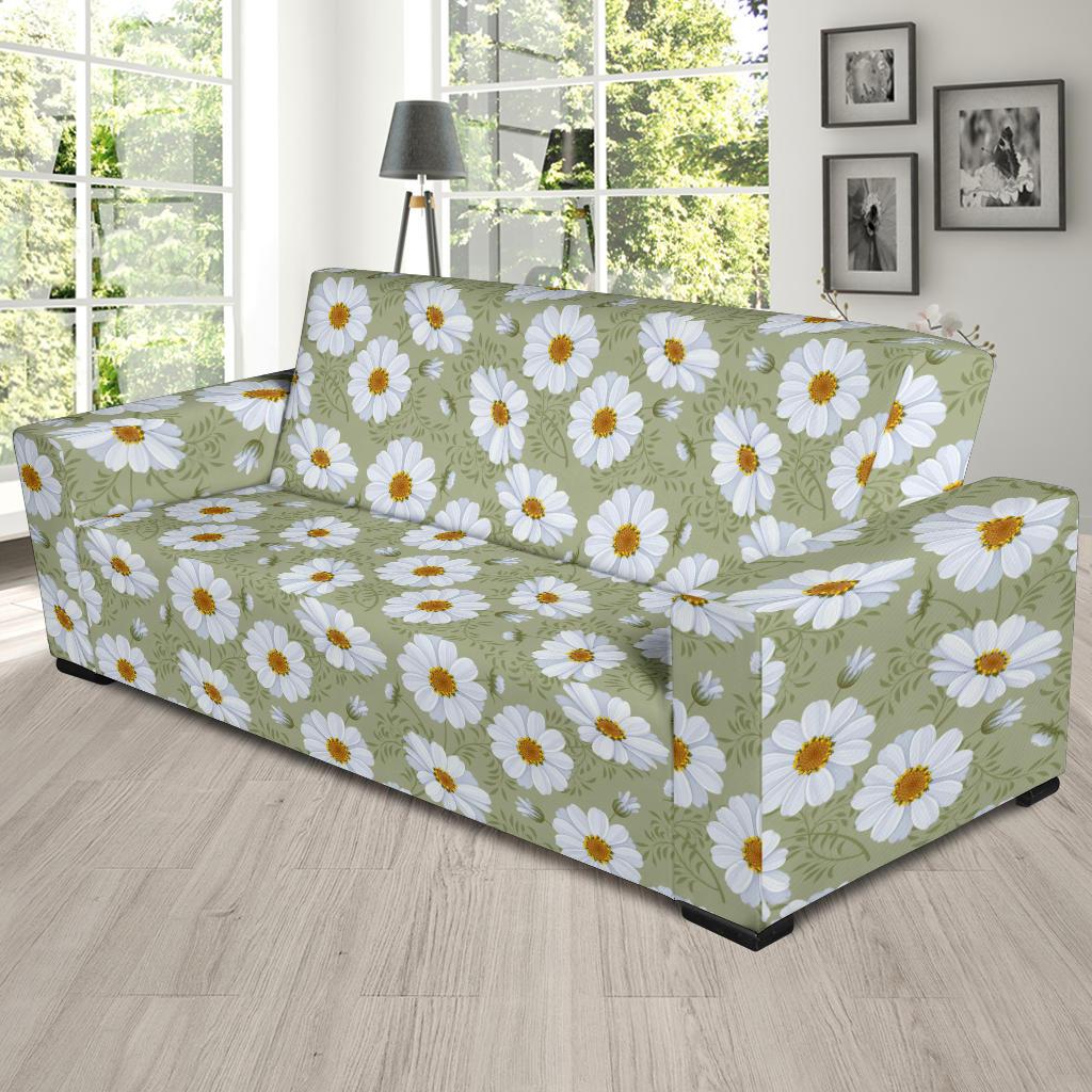 Daisy Yellow Print Pattern Sofa Slipcover-JTAMIGO.COM