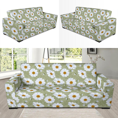 Daisy Yellow Print Pattern Sofa Slipcover-JTAMIGO.COM