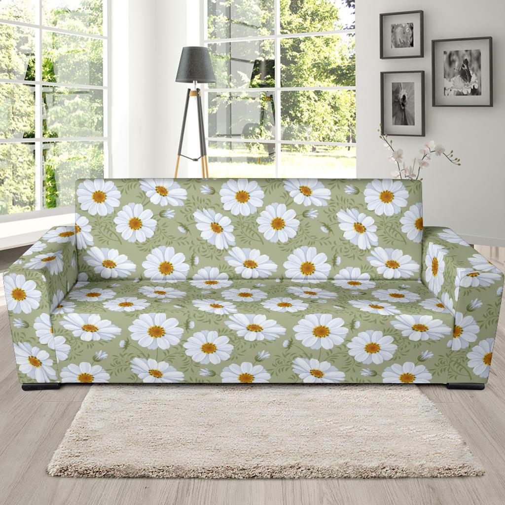 Daisy Yellow Print Pattern Sofa Slipcover-JTAMIGO.COM