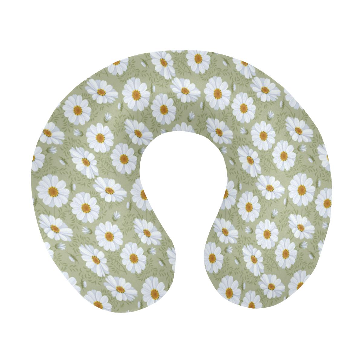 Daisy Yellow Print Pattern U-Shaped Travel Neck Pillow-JTAMIGO.COM