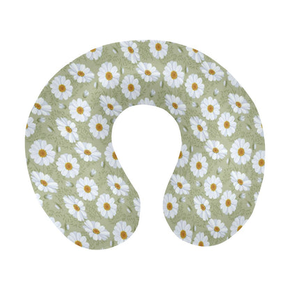 Daisy Yellow Print Pattern U-Shaped Travel Neck Pillow-JTAMIGO.COM