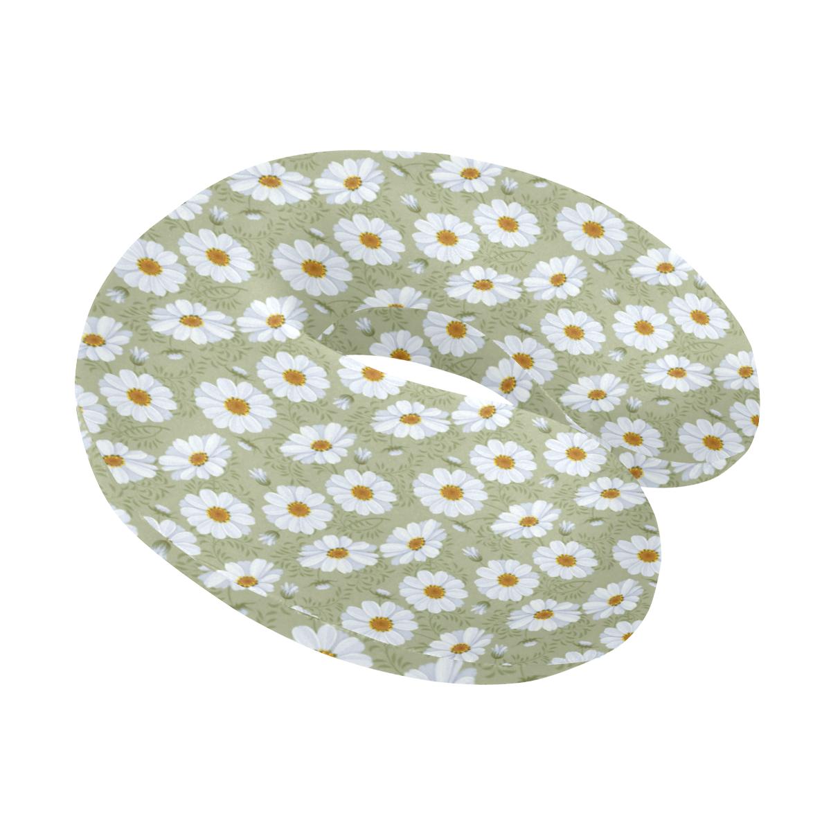 Daisy Yellow Print Pattern U-Shaped Travel Neck Pillow-JTAMIGO.COM